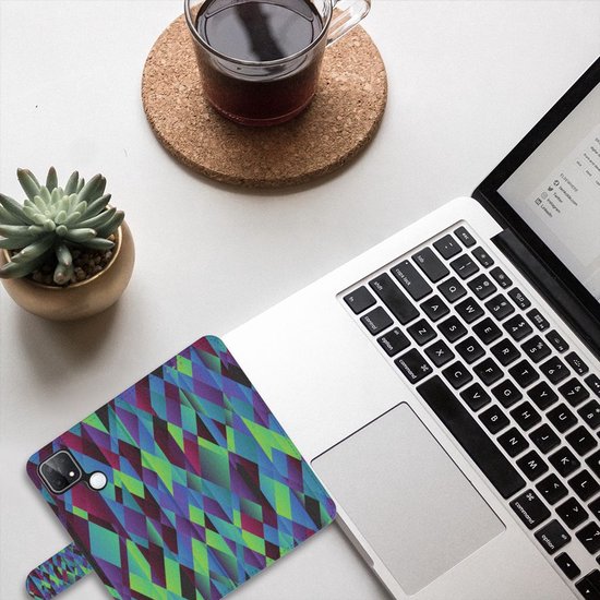 Bookcase OPPO A15 Case Abstract Vert Blue