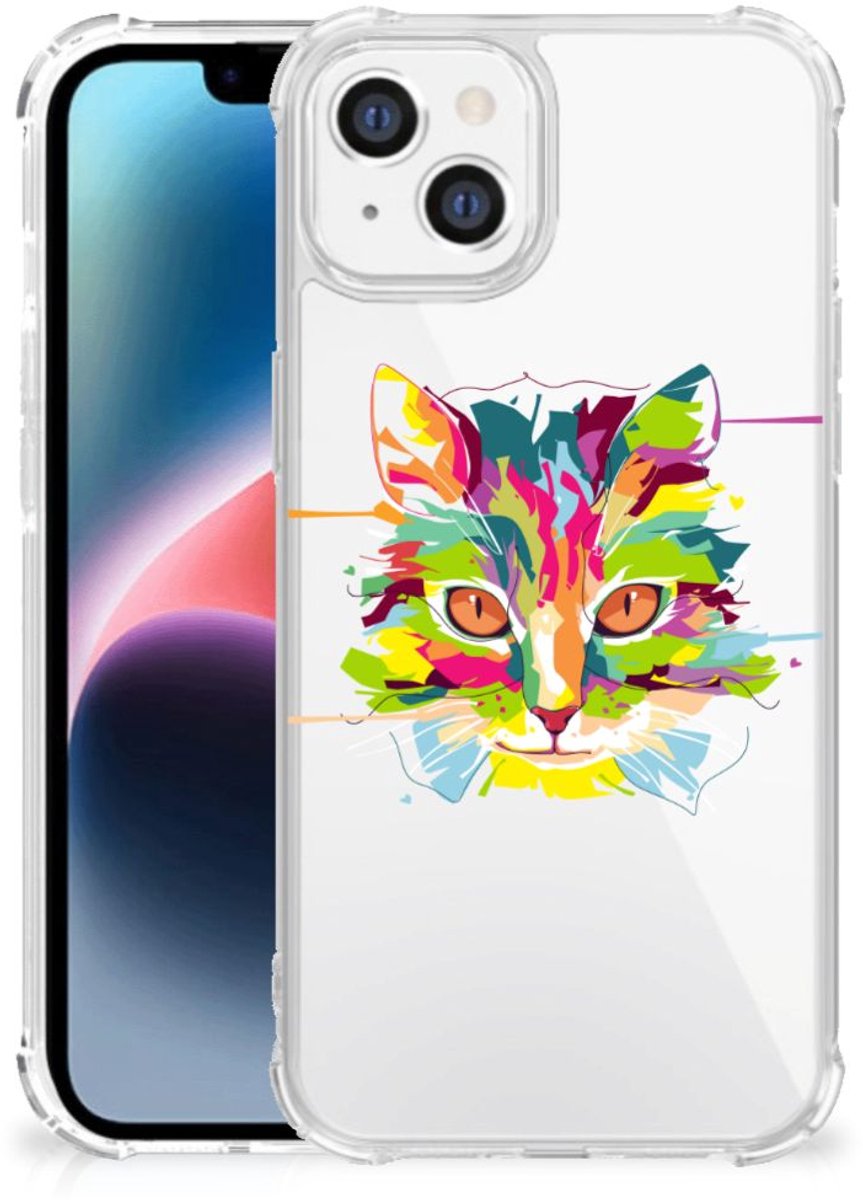 Apple iPhone 14 Plus Stevig Bumper Hoesje Cat Color