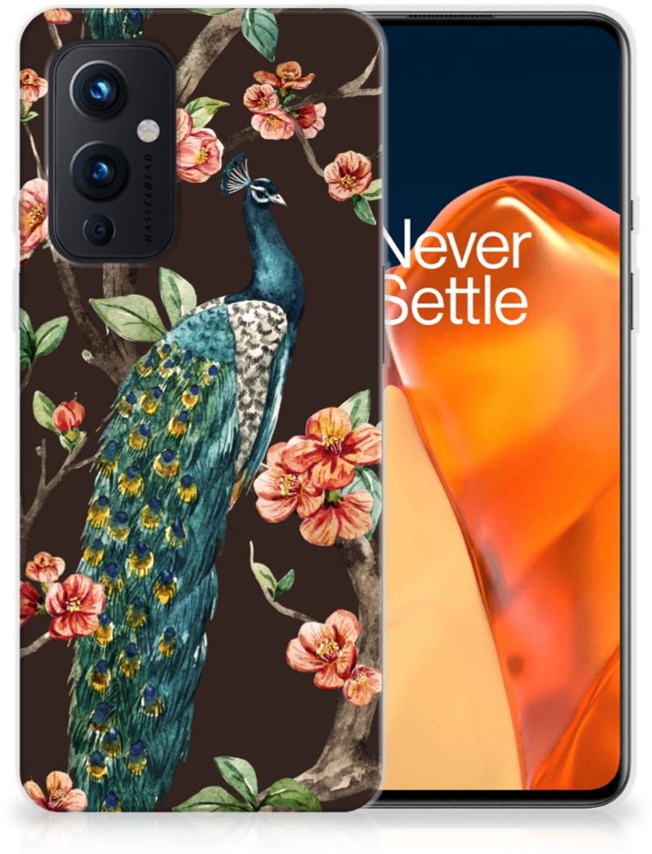 OnePlus 9 TPU Hoesje Pauw met Bloemen