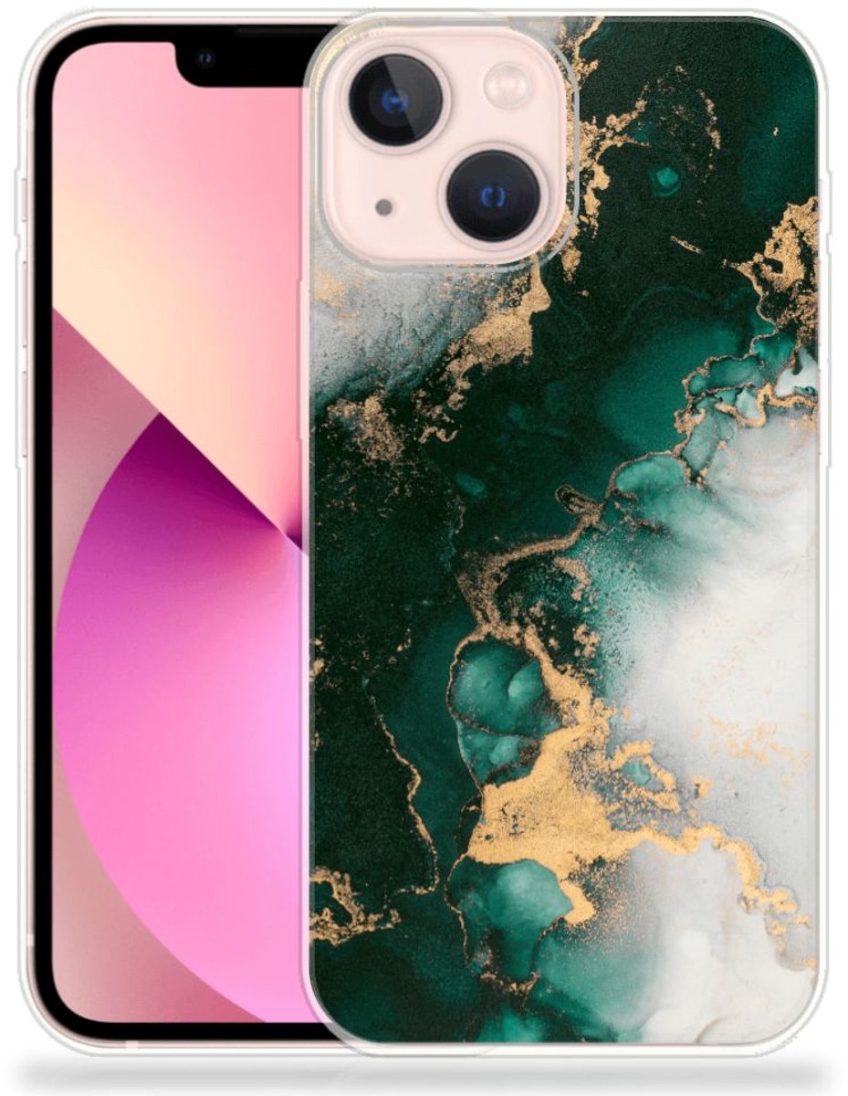 TPU Siliconen Hoesje voor iPhone 13 mini Marmer Groen