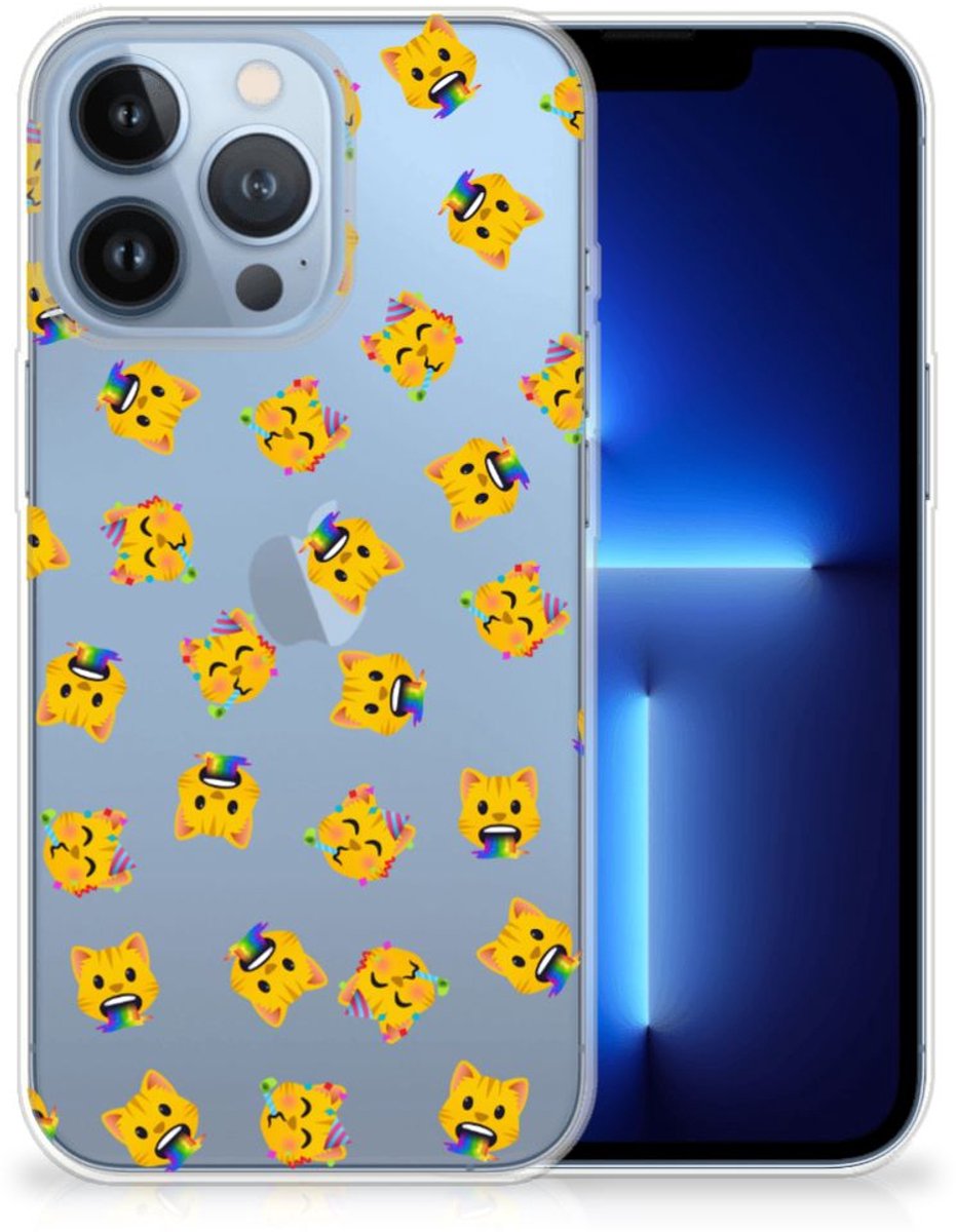 Back Cover voor TPU bumper voor Apple iPhone 13 Pro Katten Emojis