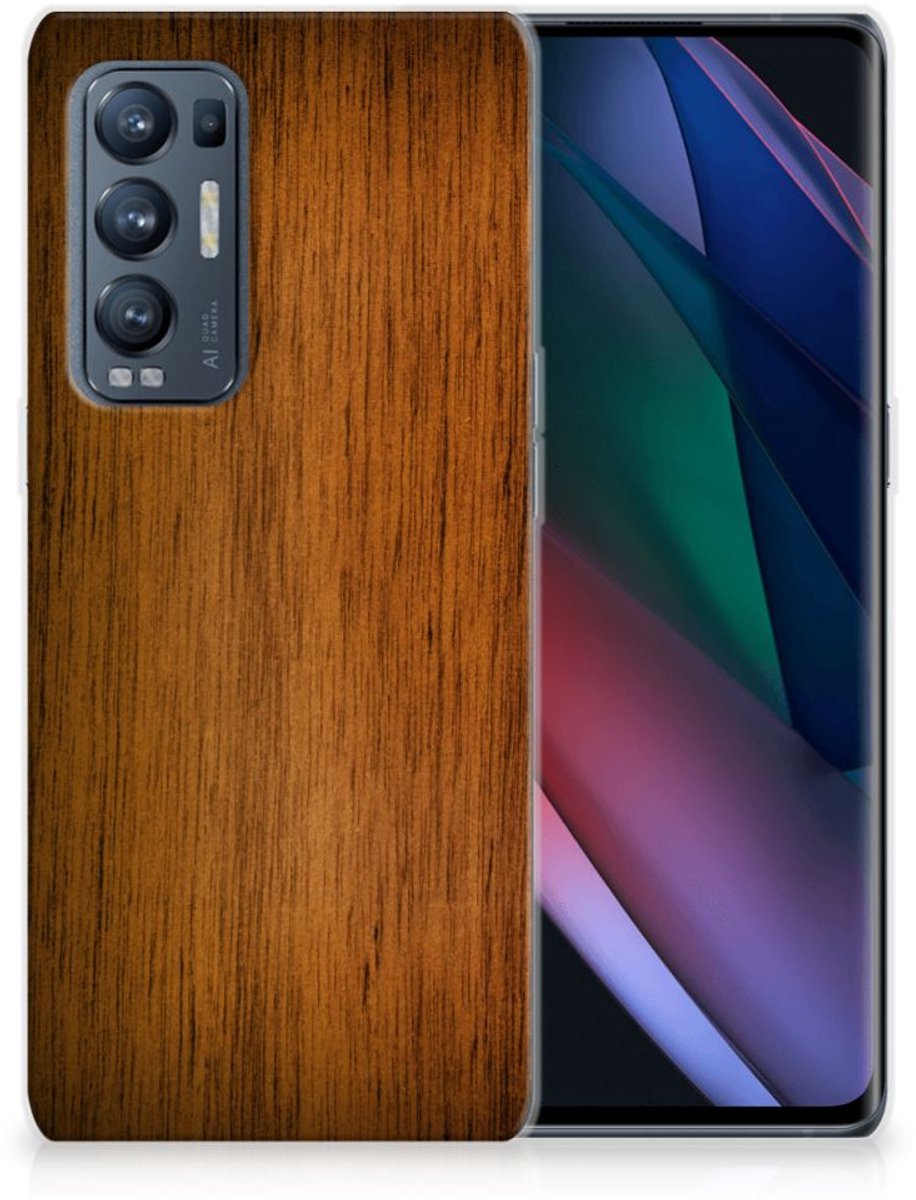 OPPO Find X3 Neo Bumper Hoesje Donker Hout
