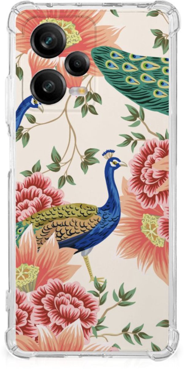 Case Anti-shock voor Xiaomi Redmi Note 12 Pro Plus Pink Peacock