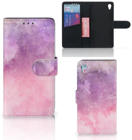 Coque Téléphone Sony Xperia Z3 Housse en Cuir Etui de Protection pour Peinture Rose Pourpre