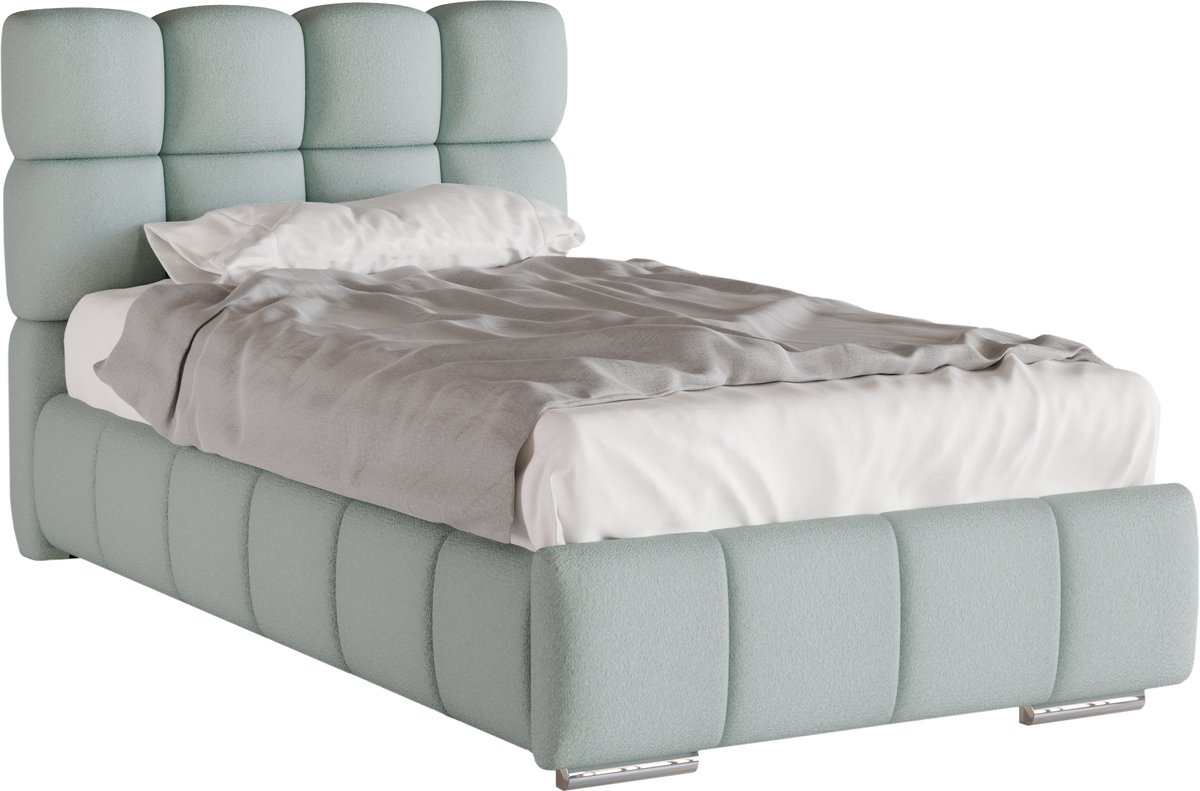 Polsterbed Bliss 100 x 200 cm met opbergruimte, lattenbodem en ARLAN 7-zones pocketveringmatras met kokosvezel H3/H4 (21 cm hoog)