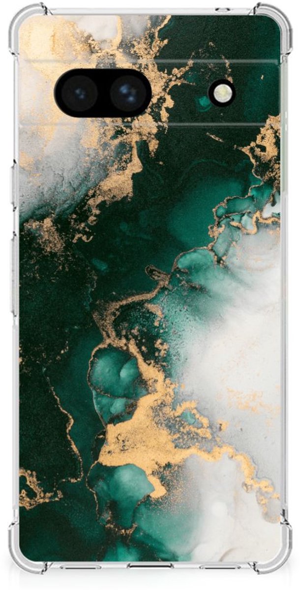 Back Cover voor Anti-Shock Hoesje voor Google Pixel 7A Marmer Groen