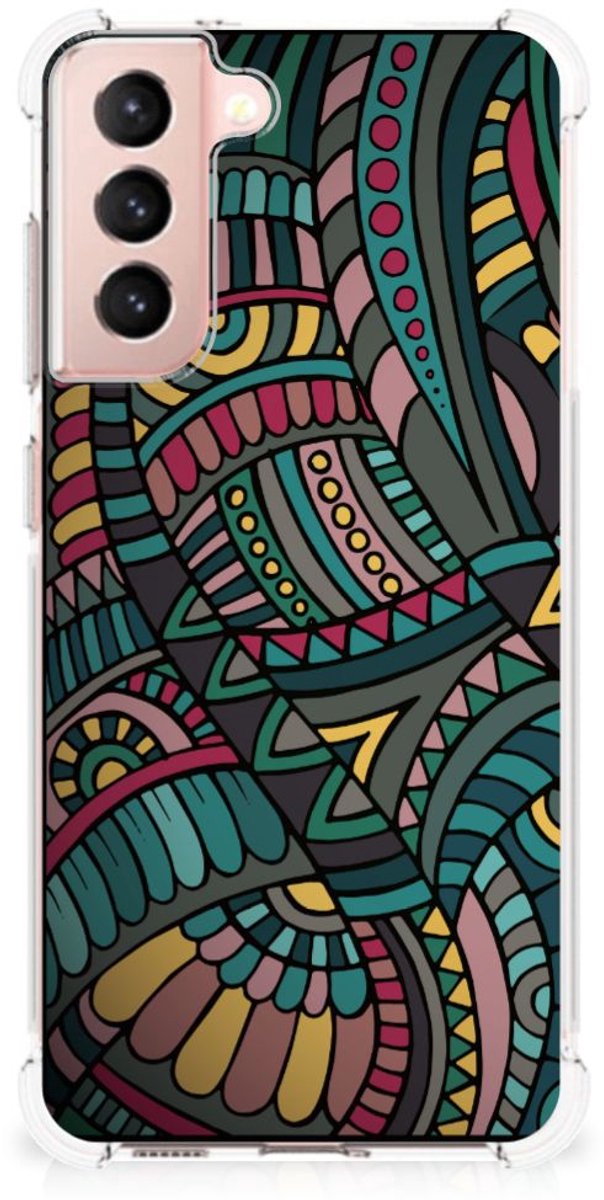 Samsung Galaxy S21 FE Doorzichtige Silicone Hoesje Aztec