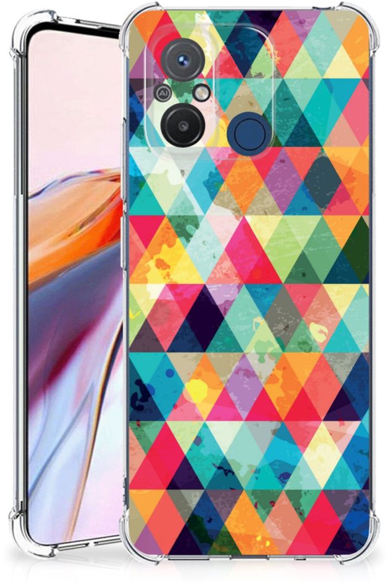 TPU Case Anti-Shock voor Xiaomi Redmi 12C Doorzichtige Silicone Hoesje Geruit