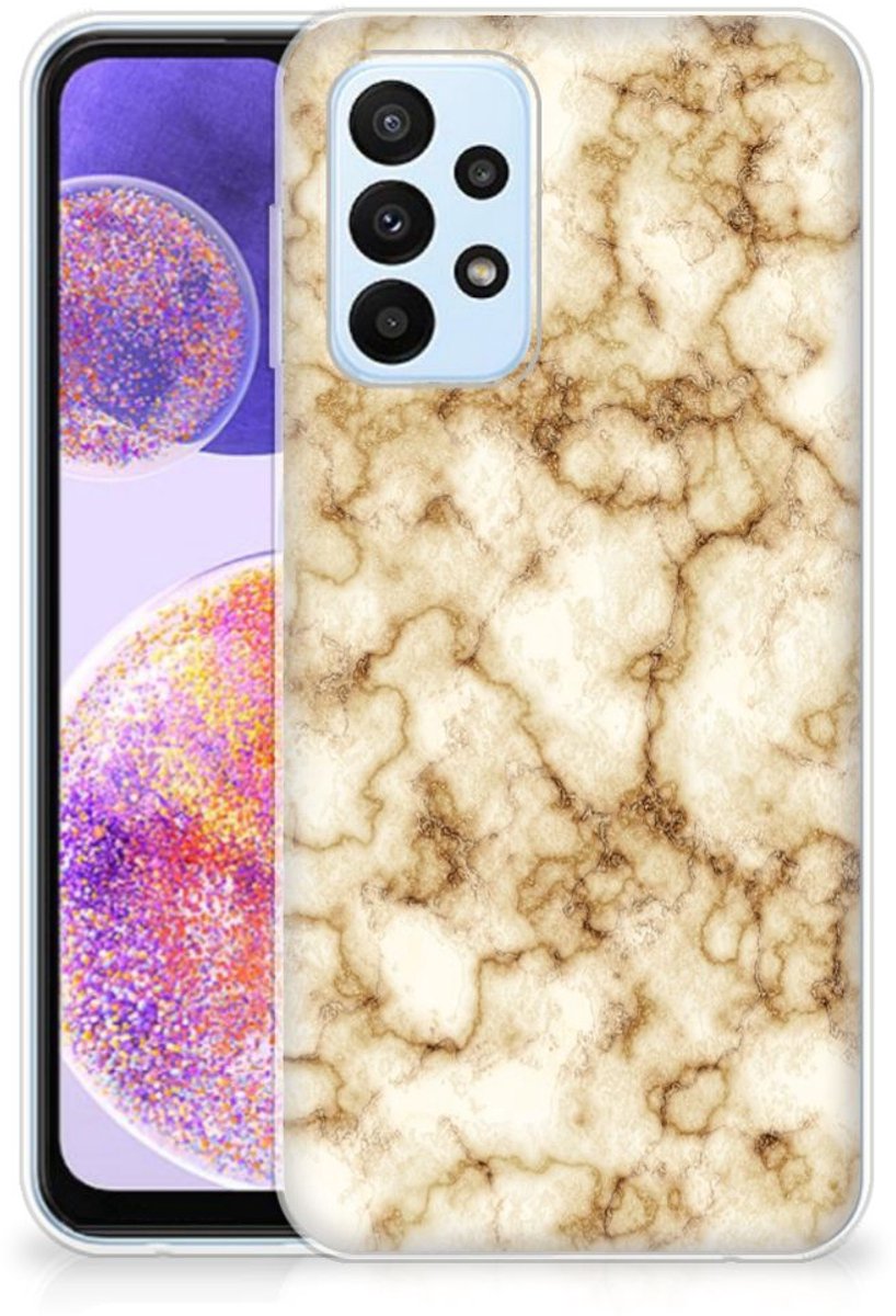 Samsung Galaxy A23 TPU Siliconen Hoesje Marmer Goud