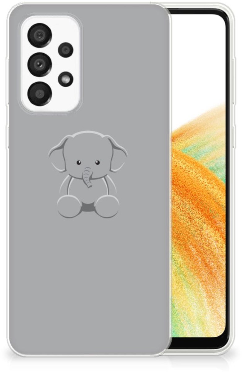 Samsung Galaxy A33 5G Telefoonhoesje met Naam Grijs Baby Olifant