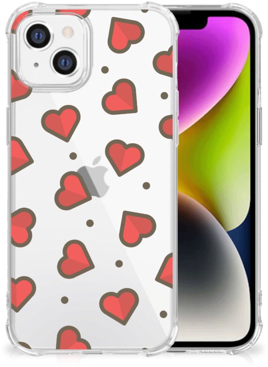 iPhone 14 Doorzichtige Silicone Hoesje Hearts