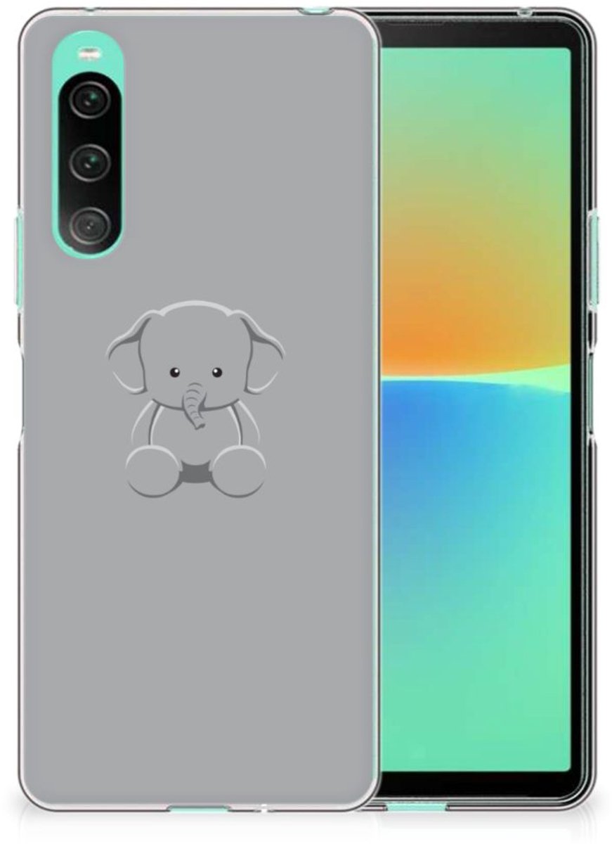 Sony Xperia 10 V Telefoonhoesje met Naam Grijs Baby Olifant