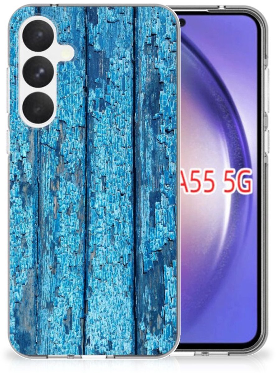 Samsung Galaxy A55 Bumper Hoesje Wood Blue