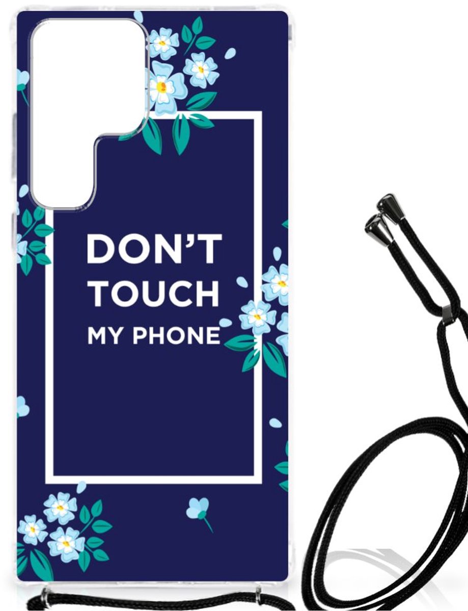 Samsung Galaxy S23 Ultra Anti Shock Case Flowers Blue DTMP