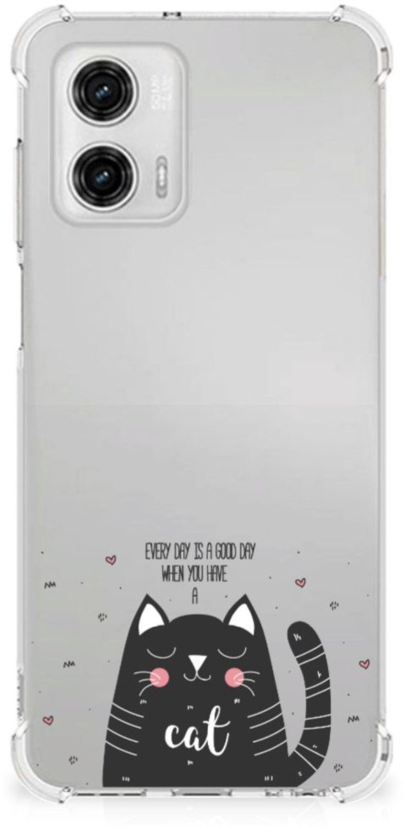 Motorola Moto G73 Stevig Bumper Hoesje Cat Good Day
