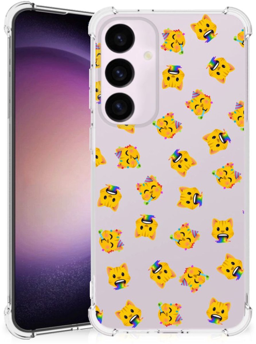Doorzichtige Silicone Hoesje voor Samsung Galaxy S24 Plus Katten Emojis
