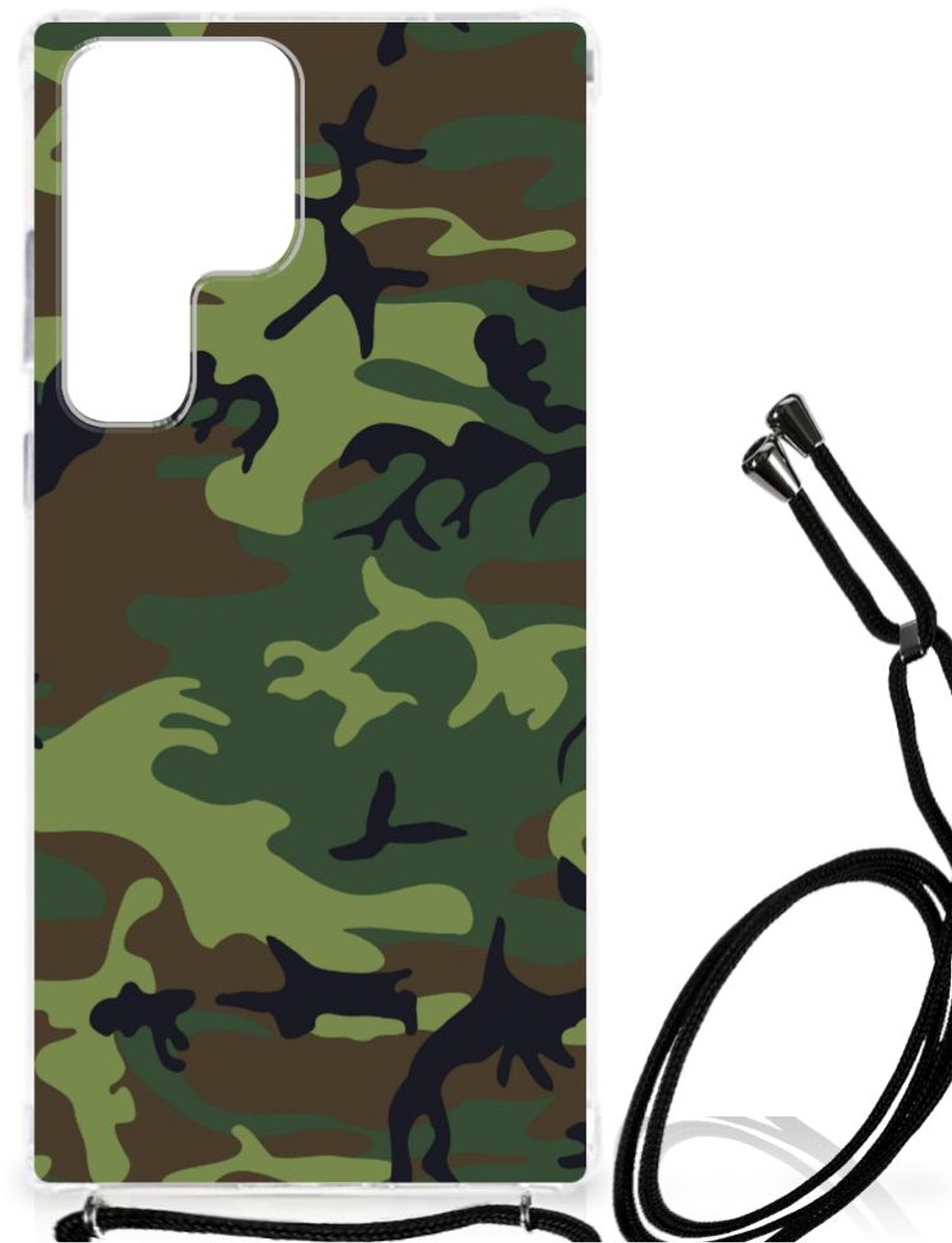 Samsung Galaxy S23 Ultra Doorzichtige Silicone Hoesje Army Dark