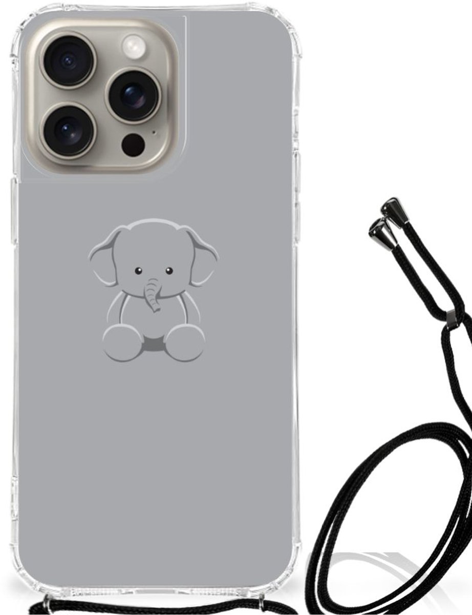 iPhone 15 Pro Max Stevig Bumper Hoesje Grijs Baby Olifant