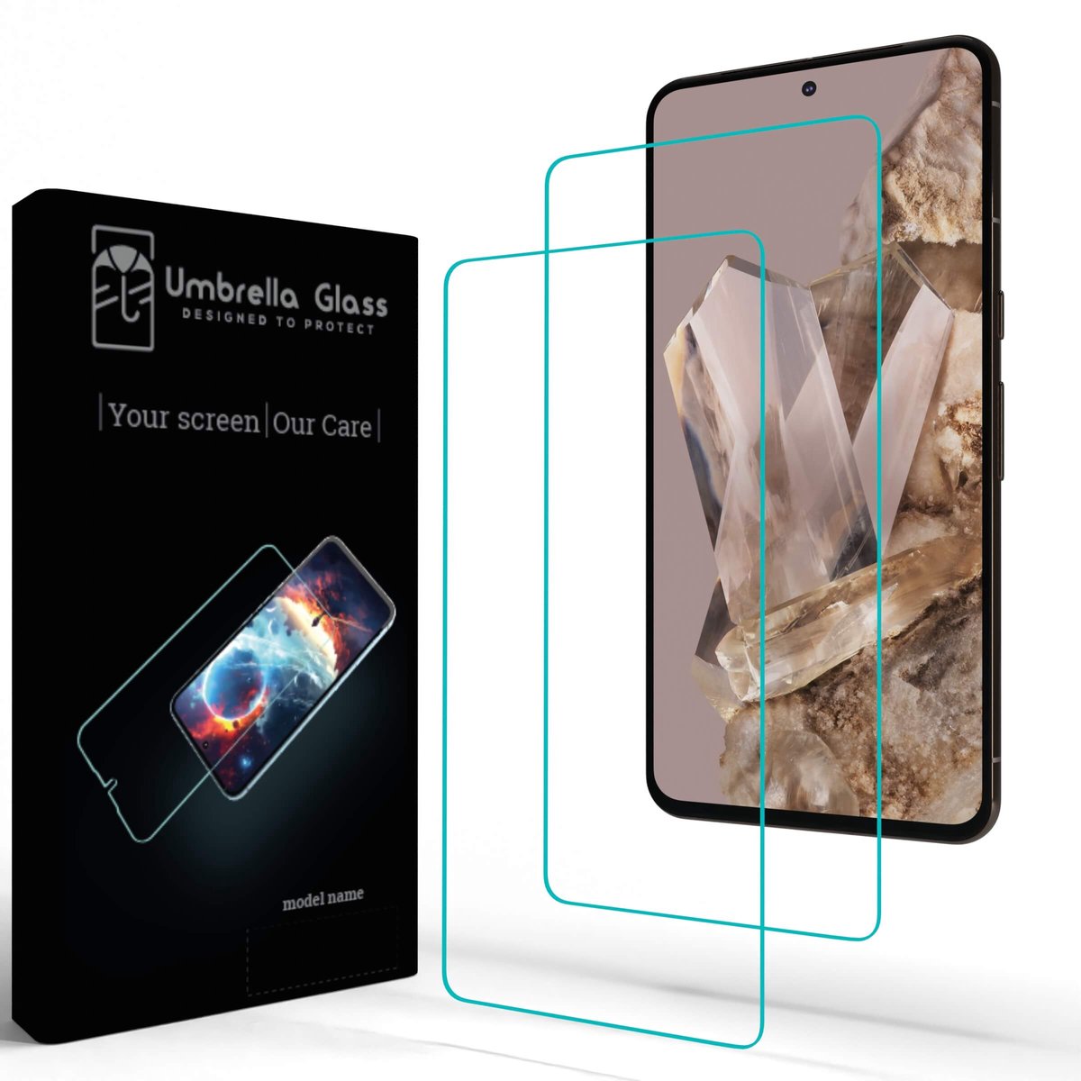 Umbrella Glass Screenprotector - Geschikt voor Google Pixel 8 Pro - A+ Glass clear 0,33mm - 2.5D - 9H