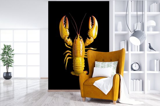Behang - Fotobehang Kreeft - Geel - Stippen - Effen - Breedte 195 cm x hoogte 300 cm