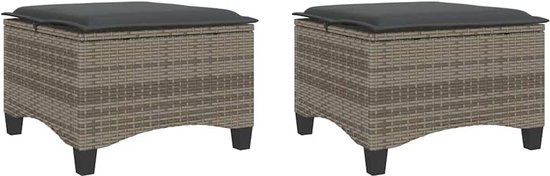 VidaXL Tuinkrukken Met Kussens 2 St 55x55x36 Cm Poly Rattan Zwart 996743667