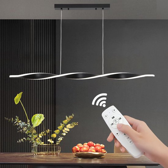 LED-hanglamp dimbare eettafel hanglamp in hoogte verstelbare hanglamp met afstandsbediening metalen kroonluchter keukeneiland bar eetkamer woonkamer kantoor metalen plafondlamp, goud, 120 cm vision