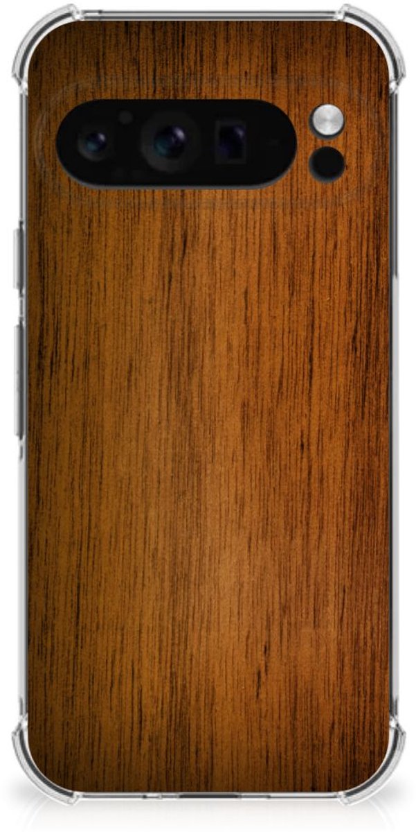 Google Pixel 9 Pro XL Stevig Telefoonhoesje Donker Hout