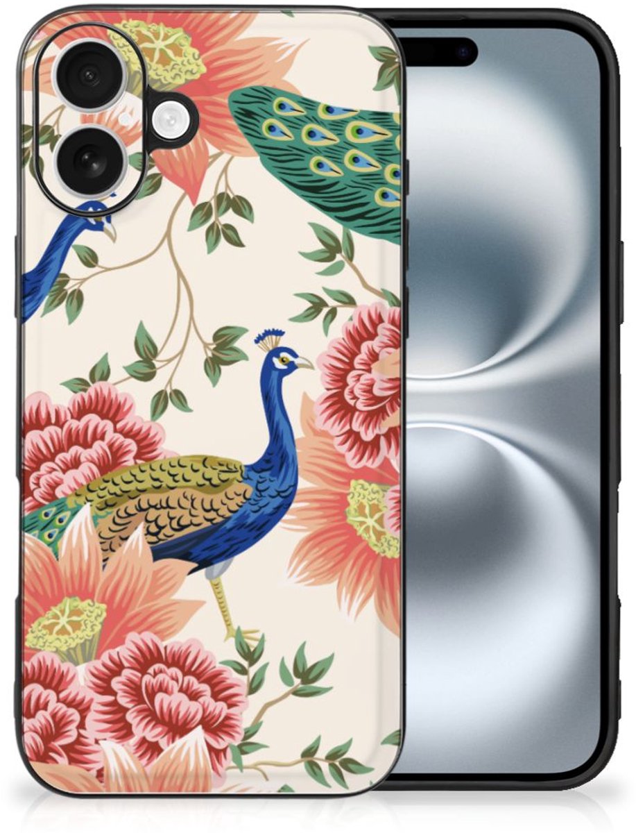 Dierenprint Telefoonhoesje voor iPhone 16 Pink Peacock