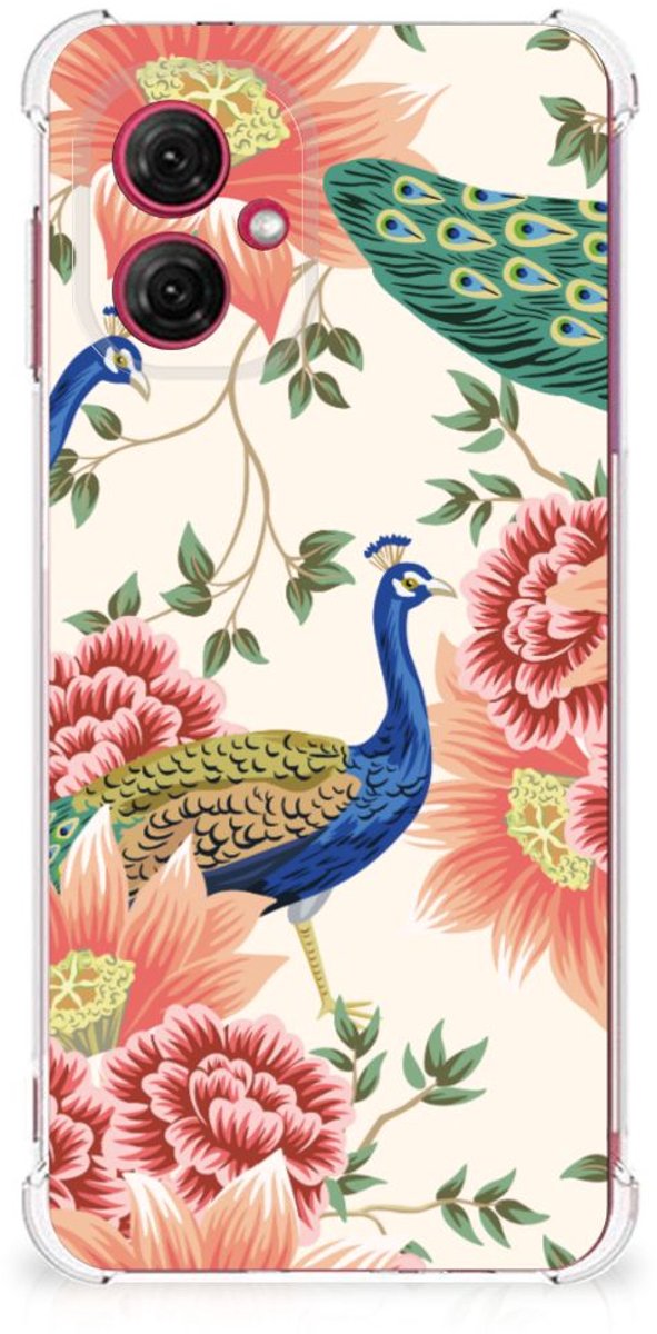Case Anti-shock voor Motorola Moto G55 Pink Peacock