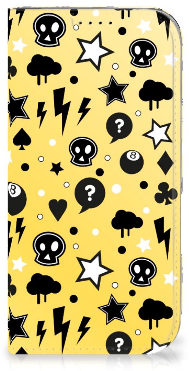 Mobiel BookCase iPhone 16 Pro Punk Geel