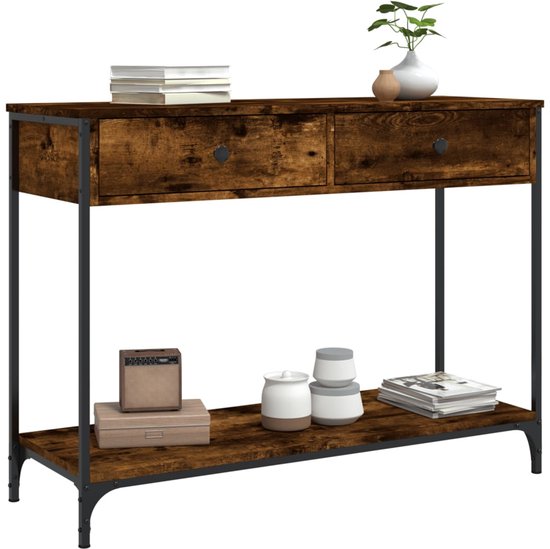 vidaXL-Wandtafel-100x34,5x75-cm-bewerkt-hout-gerookt-eikenkleurig