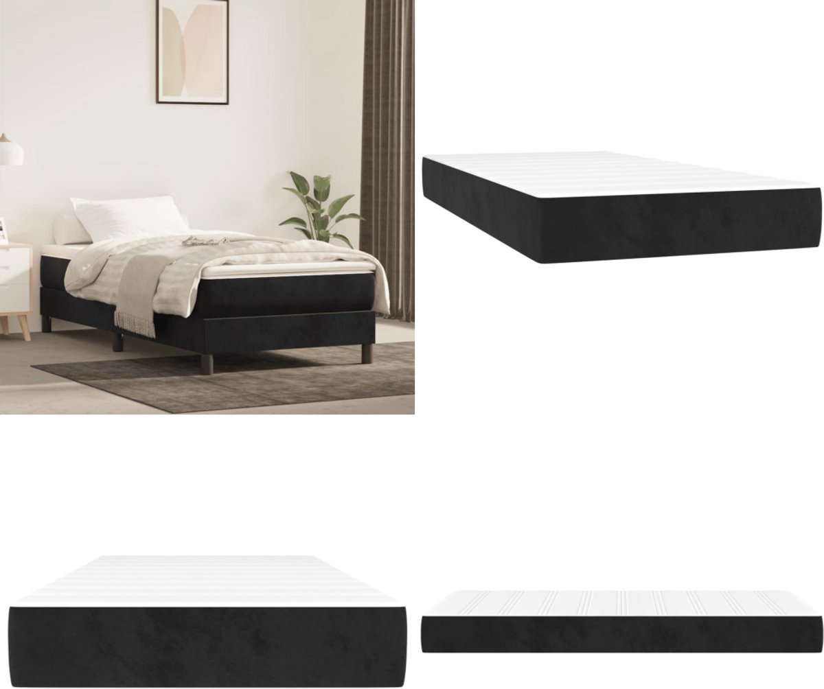 vidaXL Pocketveringmatras 120x190x20 cm fluweel zwart - Pocketveringmatras - Pocketveringmatrassen - Matras - Pocketvering Matras