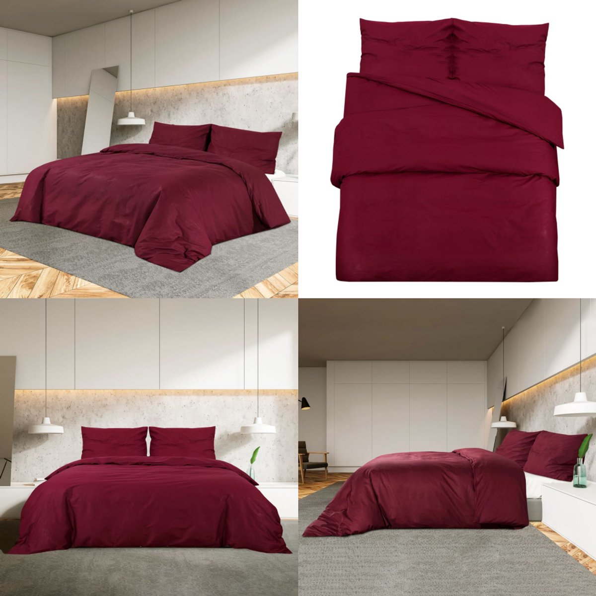 vidaXL Dekbedovertrekset lichtgewicht 240x220 cm microvezel bordeaux - Dekbed - Dekbedden - Dekbedovertrek - Overtrek