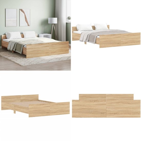 vidaXL-Bedframe-met-hoofd--en-voeteneinde-sonoma-eikenkleur-160x200-cm