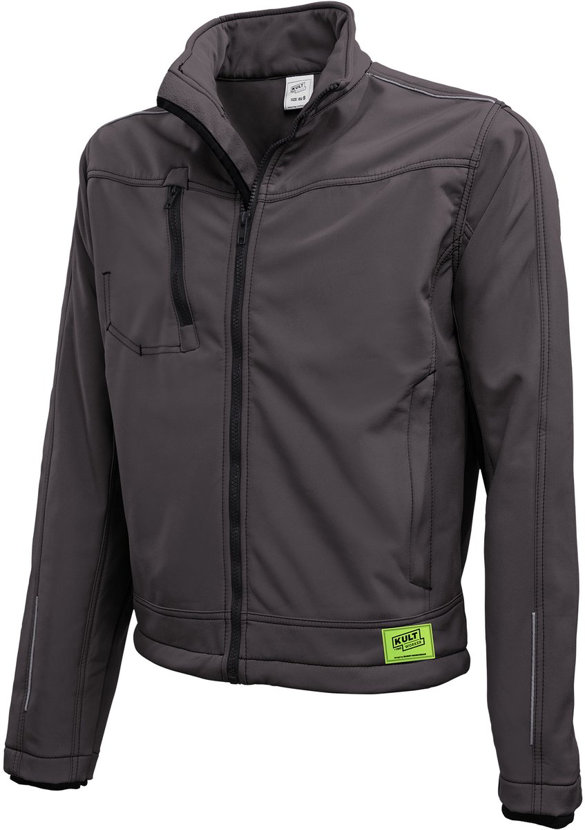 TMG KULT WORKER SOFTSHELL Softshell Werkjas HEREN Veiligheidsjas Grijs - Winddicht - 3M Reflecterend - Ademend