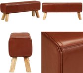 Bol.com vidaXL Bokbank 110 cm echt leer en massief mangohout bruin - Bok Bankje - Bok Bankjes - Bankje - Zitje aanbieding