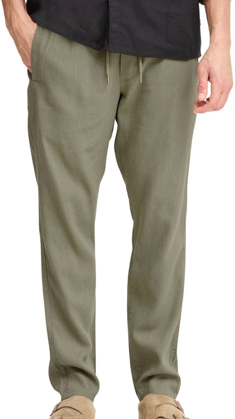 YAOBAOLE Herenbroek, linnen broek voor heren, lang, met zakken, elastische tailleband, universele pasvorm, zwart, L