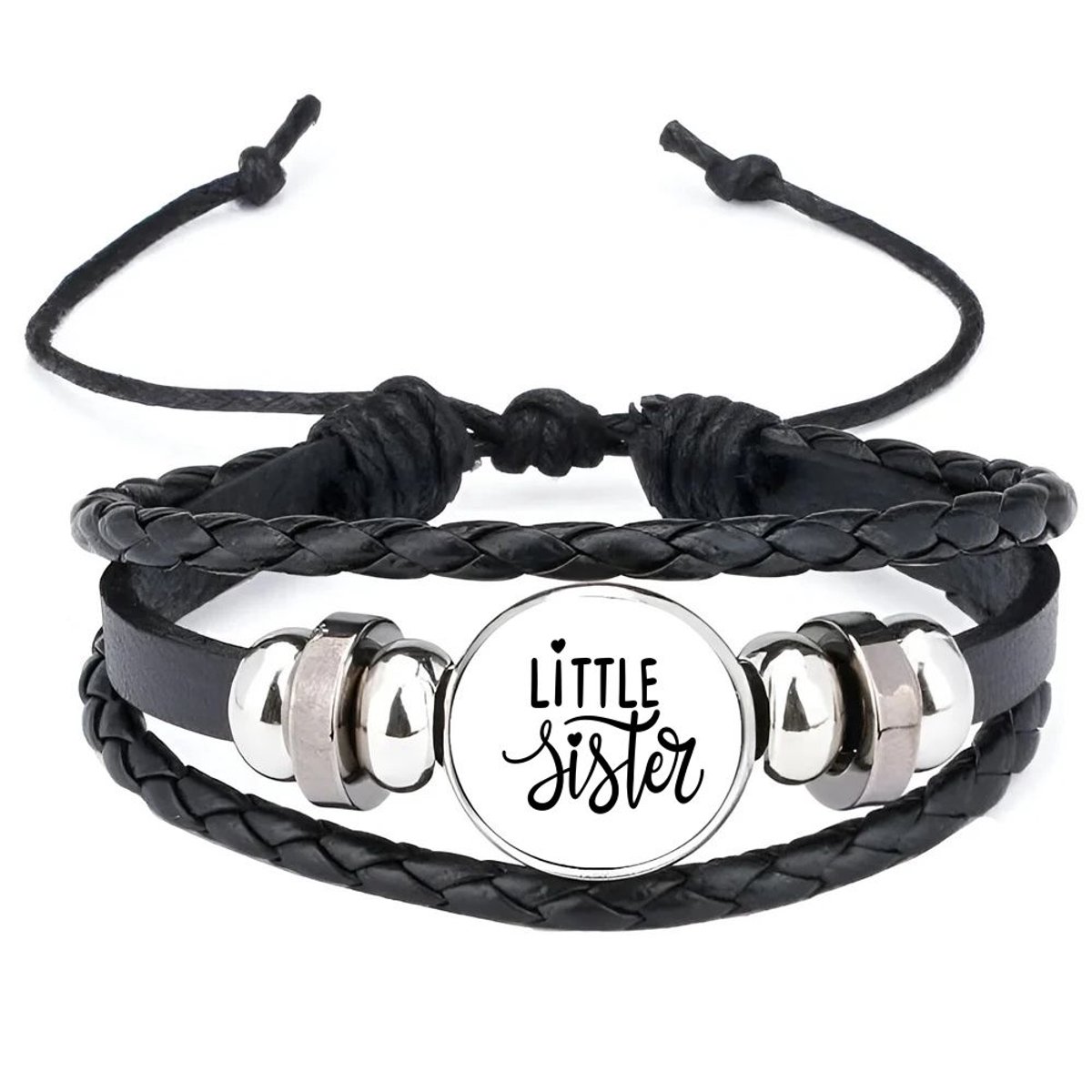 Akyol - little sister armband zwart - Zus - zusje - cadeau - verjaardag - jongste zus - familie