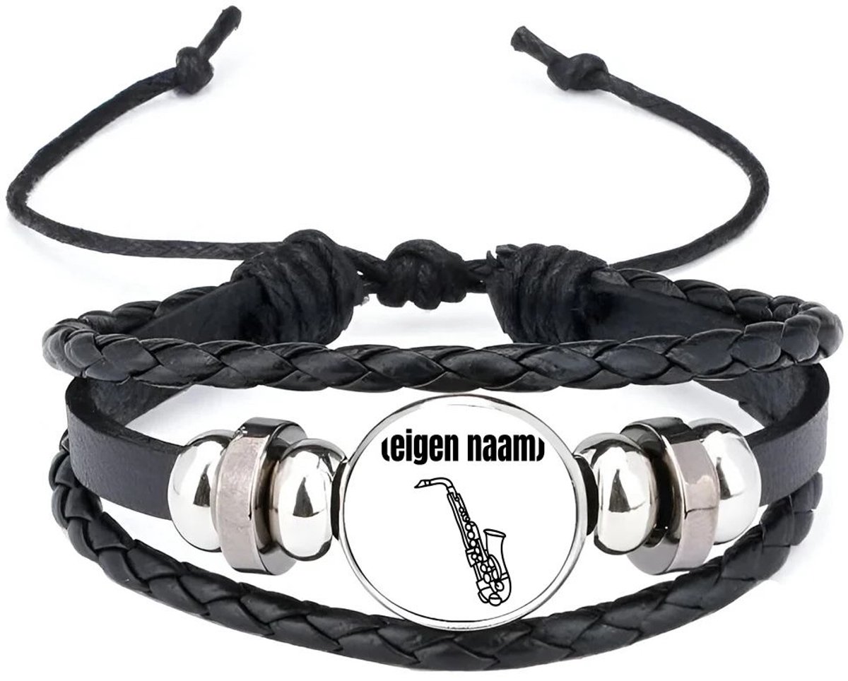 Akyol - saxofoon met eigen naam armband zwart - Saxofoon - muziek liefhebbers - iemand die houdt van saxofoons - verjaardag - cadeau - kado