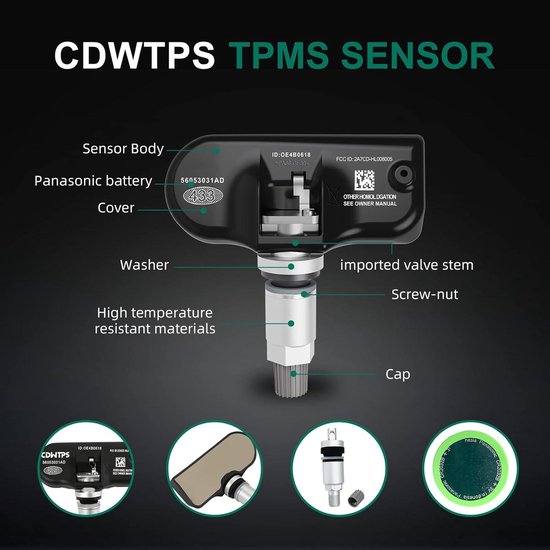 4 Capteurs De Pression Pneus TPMS T20 S-0001 Pour Mercedes SL R230 (09/2002 - 02/2006) - Neufs