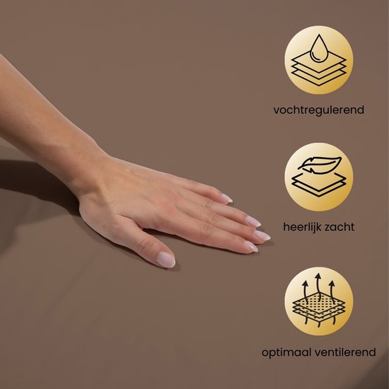 Hoeslaken Supérieur - 200x220 cm - Taupe - 100% Coton