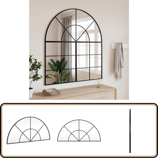 vidaXL Wandspiegel boog 60x100 c ijzer zwart - Joybuy