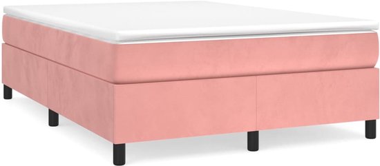 vidaXL Boxspring avec matelas Velours Rose 140x190 cm - Boxspring - Sommiers - Lit - Meubles de couchage