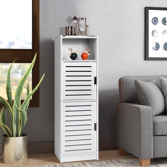 Teamson Home Badkamerkast - Glancy Houten Staand Hoekkast Met Deur en Planken - Wit