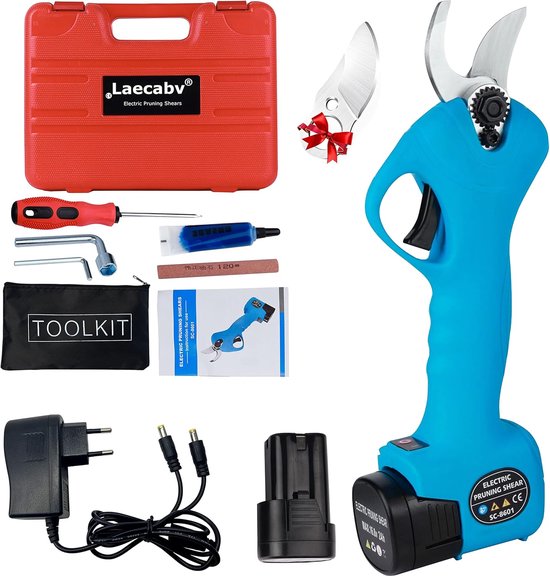 Accu takkenschaar, elektrische snoeischaar, verlengstang, draadloos, met accu, 21 V, 2000 mAh, borstelloze motor, elektrische schaar, lcd-display, voor het snoeien van bomen