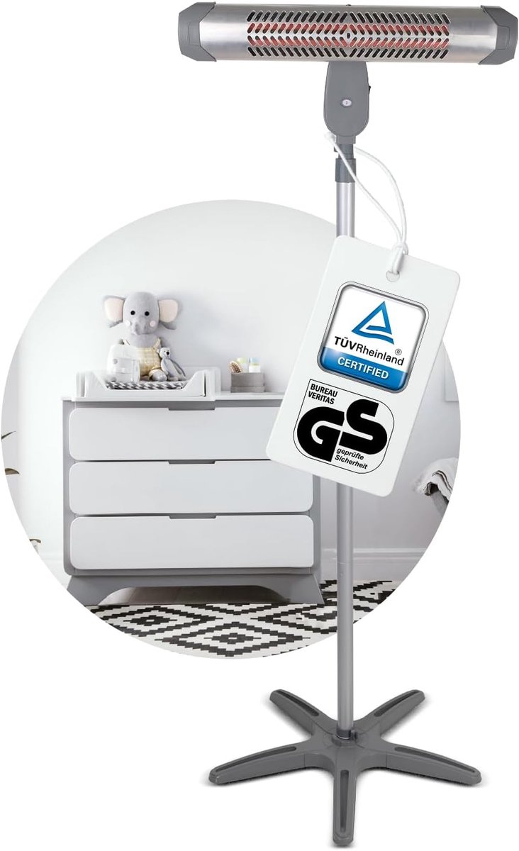Modulaire Verwarmingsstraler met Wandbeugel en Verstelbare Hoogte - 800 Watt