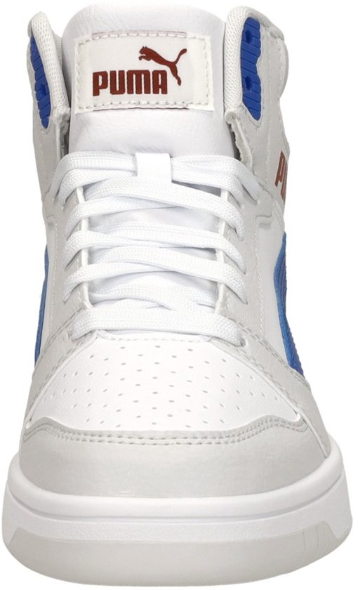 PUMA Puma Rebound V6 Mid Jr Baskets pour femmes unisexes - PUMA White- Blue vif - Gris Feather