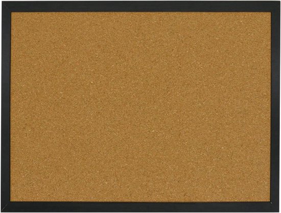 Sintosin Landhuisstijl kurkwand prikbord met houten frame 52 x 68 cm, rustieke uitvoering memobord, linnen decoratie, prikbord voor knutselen