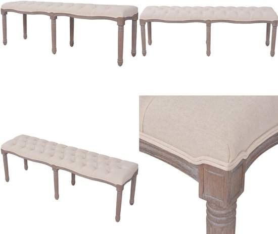 Canapé Antique The Living Store - Rembourré - 150 x 40 x 48 cm - Blanc crème