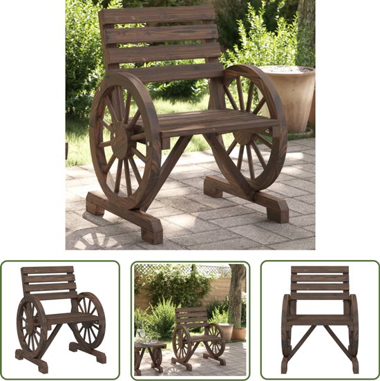 The Living Store Tuinstoel 58x58x78,5 cm massief vurenhout - Tuinstoel - Vuren - Outdoor - Tuinset - Lounge Set